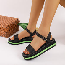 Load image into Gallery viewer, Women&#39;s Color Block Round Toe Buckle Sandals
