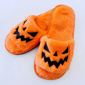 Halloween Jack-O-Lantern Soft Plush Comfort Slippers