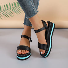 Cargar imagen en el visor de la galería, Women&#39;s Color Block Round Toe Buckle Sandals
