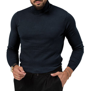 Men's Cotton Blend Turtle Neck Knitted Slim Sweater