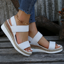 Cargar imagen en el visor de la galería, Stretch Peep Toe Casual Side Hollow Slope Bottom Sandals
