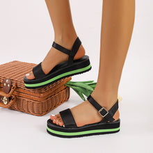 Load image into Gallery viewer, Women&#39;s Color Block Round Toe Buckle Sandals
