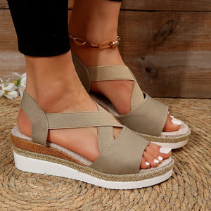 Summer Flat Wedge Heel Fish Mouth Casual Women's Sandals