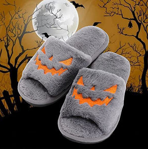 Halloween Jack-O-Lantern Soft Plush Comfort Slippers