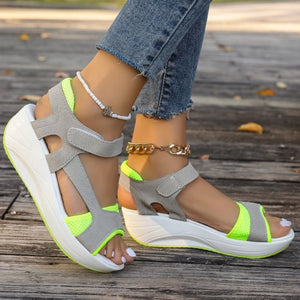 Sandals Women's Summer New Middle Heel Muffin Wedge Heel Fish Mouth Heel Women's Sandals