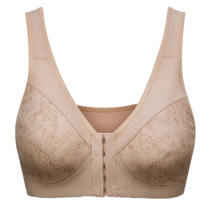 Thin wire-free front button bra