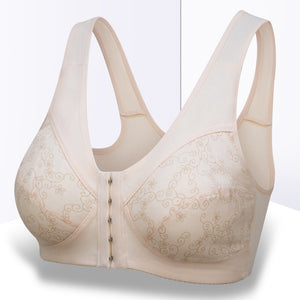 Thin wire-free front button bra