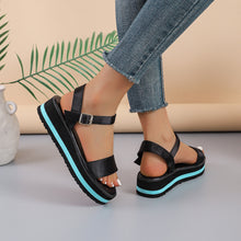 Cargar imagen en el visor de la galería, Women&#39;s Color Block Round Toe Buckle Sandals
