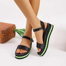 Load image into Gallery viewer, Women&#39;s Color Block Round Toe Buckle Sandals
