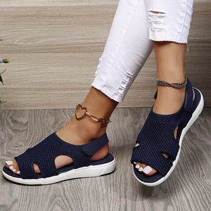 Women's New Summer Breathable Stretch Fly Weave Flat Casual Sandals