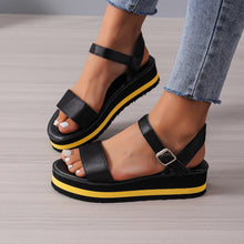 Load image into Gallery viewer, Women&#39;s Color Block Round Toe Buckle Sandals
