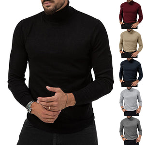 Men's Cotton Blend Turtle Neck Knitted Slim Sweater