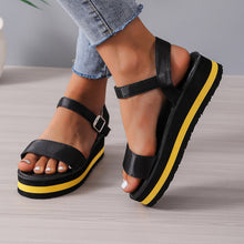 Load image into Gallery viewer, Women&#39;s Color Block Round Toe Buckle Sandals
