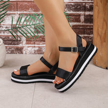 Load image into Gallery viewer, Women&#39;s Color Block Round Toe Buckle Sandals
