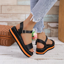 Load image into Gallery viewer, Women&#39;s Color Block Round Toe Buckle Sandals
