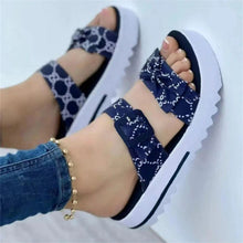 Load image into Gallery viewer, Platform Double Strap Bow Ladies Sandals
