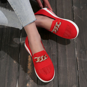 Metal buckle mesh breathable thick heel casual women's shoes