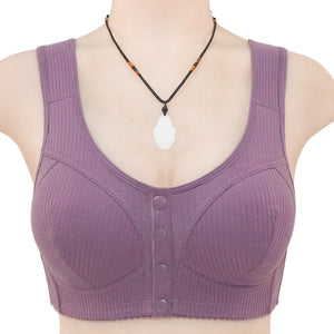 Plus Size Wireless Cotton Front Button Bra