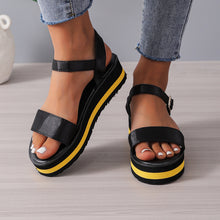 Load image into Gallery viewer, Women&#39;s Color Block Round Toe Buckle Sandals
