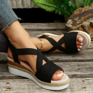 Summer Flat Wedge Heel Fish Mouth Casual Women's Sandals