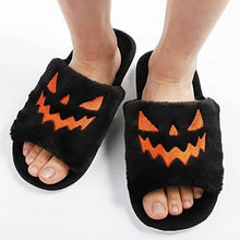 Load image into Gallery viewer, Halloween Jack-O-Lantern Soft Plush Comfort Slippers
