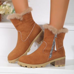 Women's Thick Heel Warm and Comfortable Martin Boots