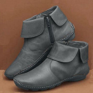 Women's Solid Color Round Toe Casual Side Zipper Martin Boots