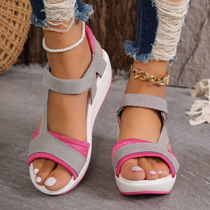 Sandals Women's Summer New Middle Heel Muffin Wedge Heel Fish Mouth Heel Women's Sandals