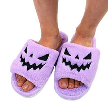 Load image into Gallery viewer, Halloween Jack-O-Lantern Soft Plush Comfort Slippers
