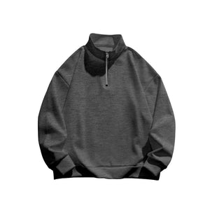 Men's Stand collar Sweatshirt Pullover Tops Fleece Half Zip Plain Sports