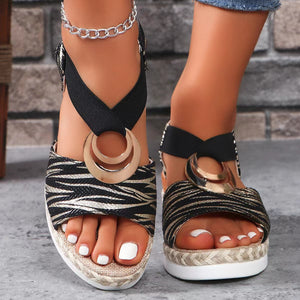 Women Summer Wedge Fish Mouth Roman Sandals