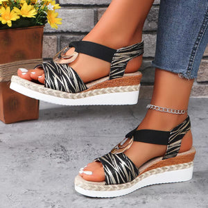 Women Summer Wedge Fish Mouth Roman Sandals