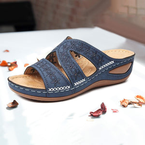 Women's Casual Slope With Embroidered Slippers
