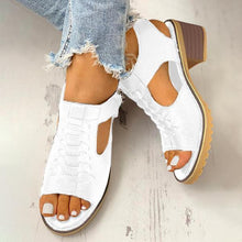 Cargar imagen en el visor de la galería, Sursell Peep Toe Cutout Zipper Chunky Heeled Sandals
